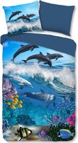 Leuke Kinder Dekbedovertrek Dolfijn | 140x200/220 | 100% Fijn geweven katoen | Zacht En Soepel