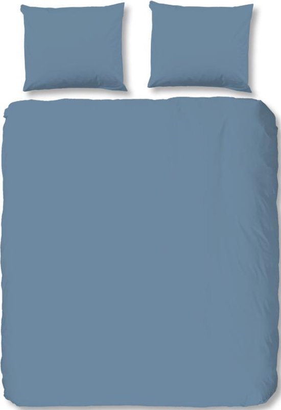 Comfortabele Katoen/Satijn Uni Dekbedovertrek Blauw | 140x200/220 | Heerlijk Zacht En Soepel | Topkwaliteit