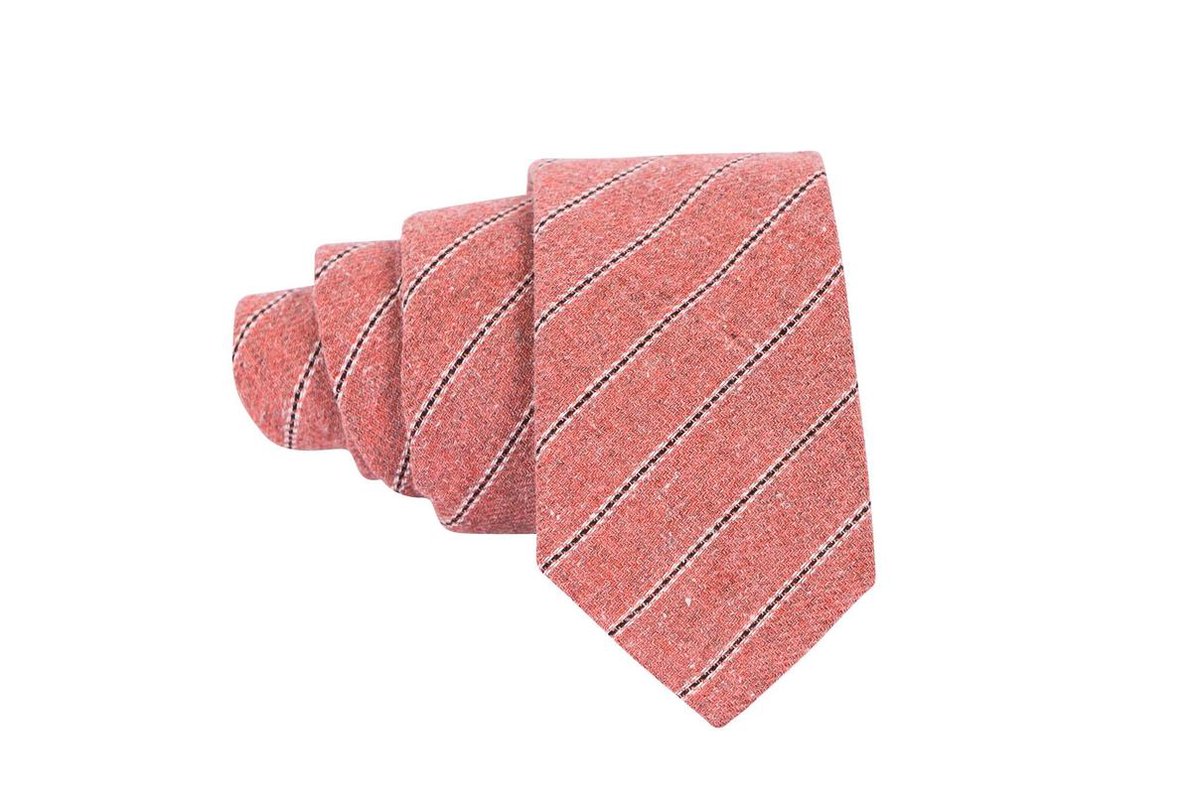 Premium Ties - Luxe Stropdas Heren - Katoen - Zalmroze - Inclusief Luxe Gift Box!