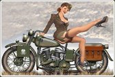 Wandbord - Girl On Army Bike -20x30cm-