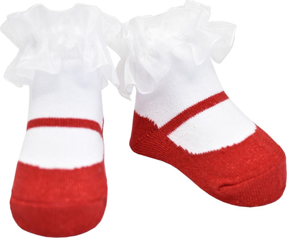 Rood glitter baby meisje sokjes met organza-0-12 maanden-Anti slip zooltjes-Kraam cadeau-Baby shower