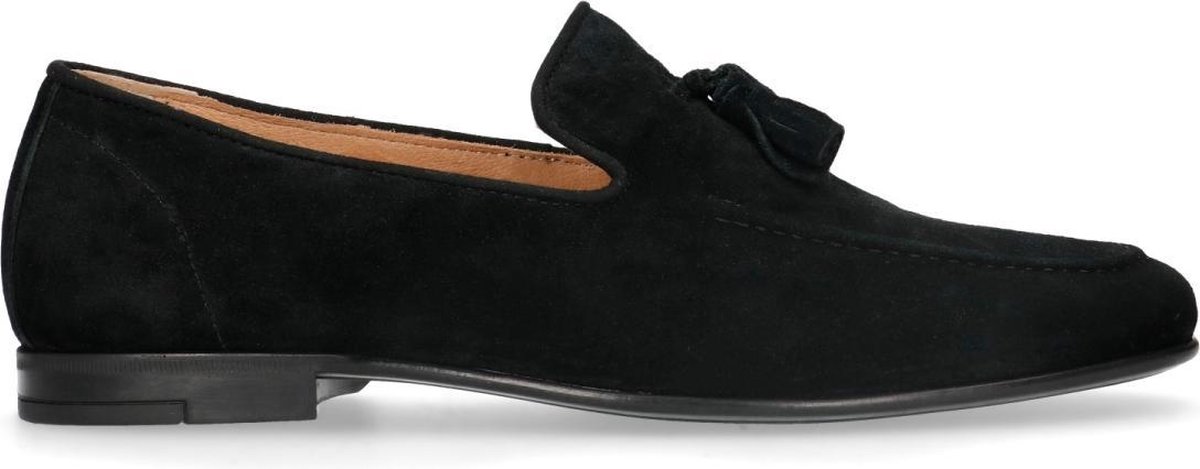 Manfield - Heren - Zwarte suède loafers met kwastjes - Maat 44 | bol.com