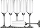 6x Champagneglazen/flutes transparant Carre 220 ml - 22 cl - Champagne glazen - Champagne drinken - Champagneglazen van glas