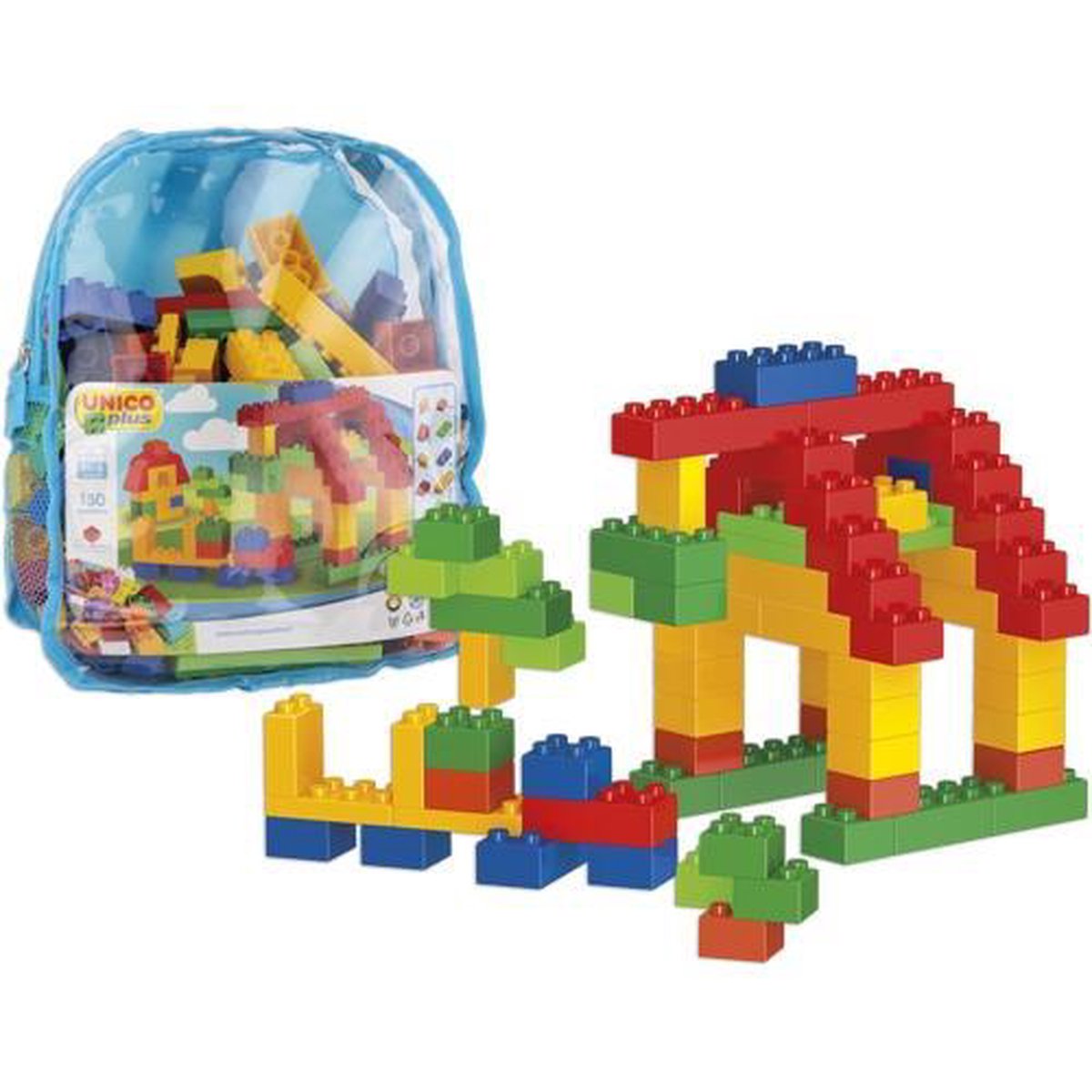 Unico Bouwblokken Rugzak Blauw 150-delig