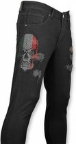 Skinny Heren Jeans - Broeken Heren - Skull Color 1482 - Zwart