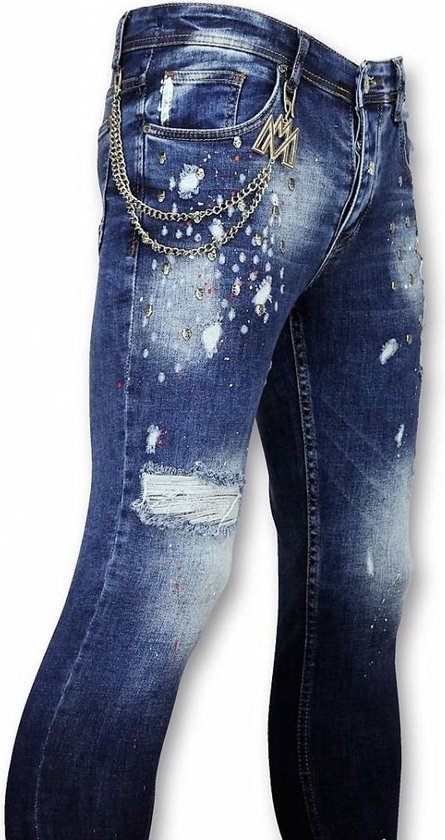 Mario Morato Skinny Jeans Heren - Jeans Online - Studs 1574- Blauw - Maten:  31 | bol.com