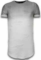 Flare Effect T-shirt - Long Fit Shirt Dual Colored - Grijs