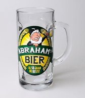 Bierpul - Abraham's bier  - Gevuld met gele snoepmix - En een schuimkraag van witte snoepmix - In cadeauverpalling met gekleurd lint