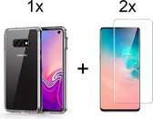 Samsung S10e Hoesje Siliconen Case - Samsung galaxy S10e hoesje transparant case siliconen hoes cover - 2x samsung galaxy s10e screenprotector