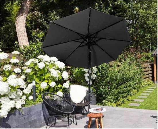 diefstal Ontspannend Luchtpost Lifa Garden Parasol - Ø 270cm - Kantel - zwart - Led - parasol met lichtjes  - parasol... | bol.com