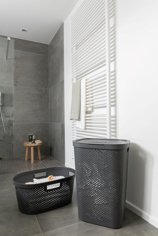 Curver Infinity Recycled Wasmand met deksel - 60L - 2 stuks - Antraciet