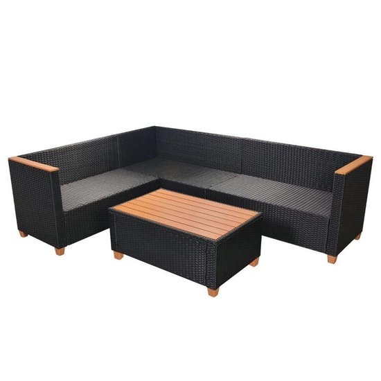 Tuin Loungeset Zwart 4 delig (Incl LW Fleece deken) Lounge