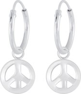 Joy|S - Zilveren Peace bedel oorbellen