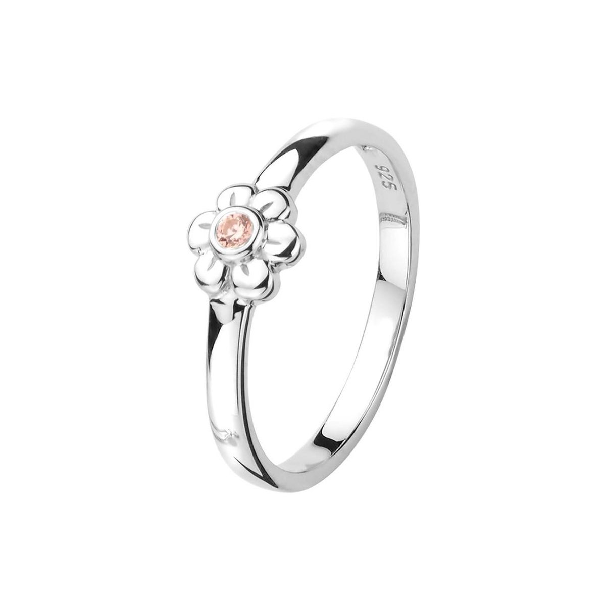 YO&NO - Ring - Zilver - Aanschuifring - Bloem - Zirkonia - 14mm - 5.5mm - Kinderen - Gerhodineerd - Zilver 925