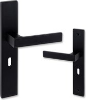 Deurklink model Eliot op schild profielcilinder - slotafstand 72mm - mat zwart