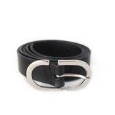 Tannery Leather Ladies Belt Cuir 3cm Wide With Silver Buckle Zwart Size 95 (L) 30660