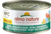 Almo Nature Natvoer met 100% vers vlees of vis voor Katten - HFC Complete - 24 x 70g - in 4 Smaken - Kip met Groene Bonen - 24 x 70 gram
