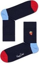 Happy Socks Strawberry Embroidery Half Crew Socks, Maat 41/46