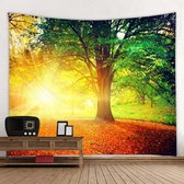 -Opkomende Zon Herfst Wandkleed - Natuur - Bos - 200x150CM