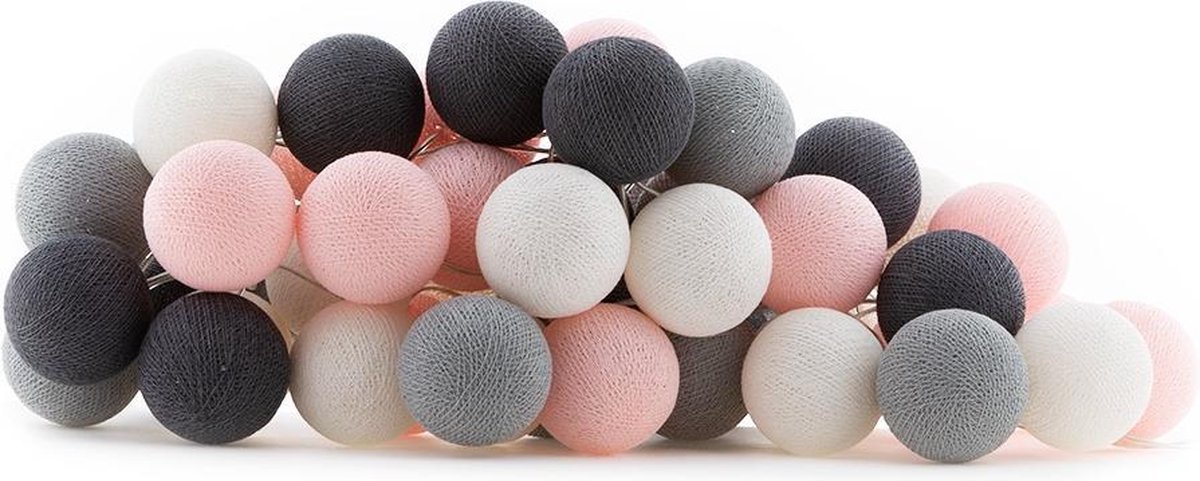 Cotton Ball Lights Lichtslinger Pink Grey – 50 Cotton Balls – Roze / Grijs  | bol.com