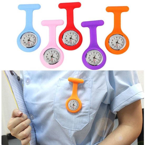 Verpleegster horloge - Verpleegsterhorloge - Nurse Watch - siliconen - Blauw