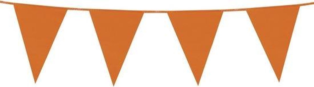 Oranje plastic buiten feest slinger 10 meter - Koningsdag vlaggenlijn - WK / EK versiering