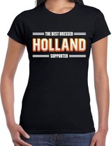 Oranje / Holland Supporter t-shirt zwart voor dames L