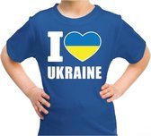 I love Ukraine t-shirt blauw voor kids - Oekraine landen shirt - Oekraiens supporters kleding 134/140