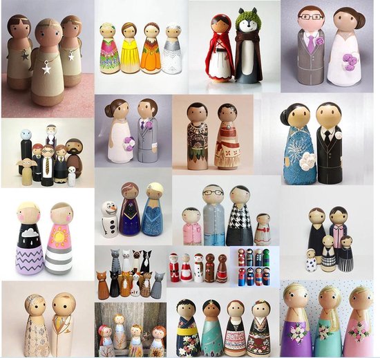 Houten poppetjes - Peg dolls - 20 stuks - 35mm - 10x man + 10x vrouw |  bol.com