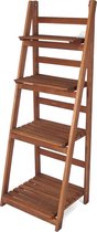 Houten Decoratie Ladder Emma – Opbergplank – Ladderrek met 4 Planken – Open Kast - Bruin