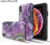 Apple iPhone XR Marmor Stone Back Cover Hoesje - Paars