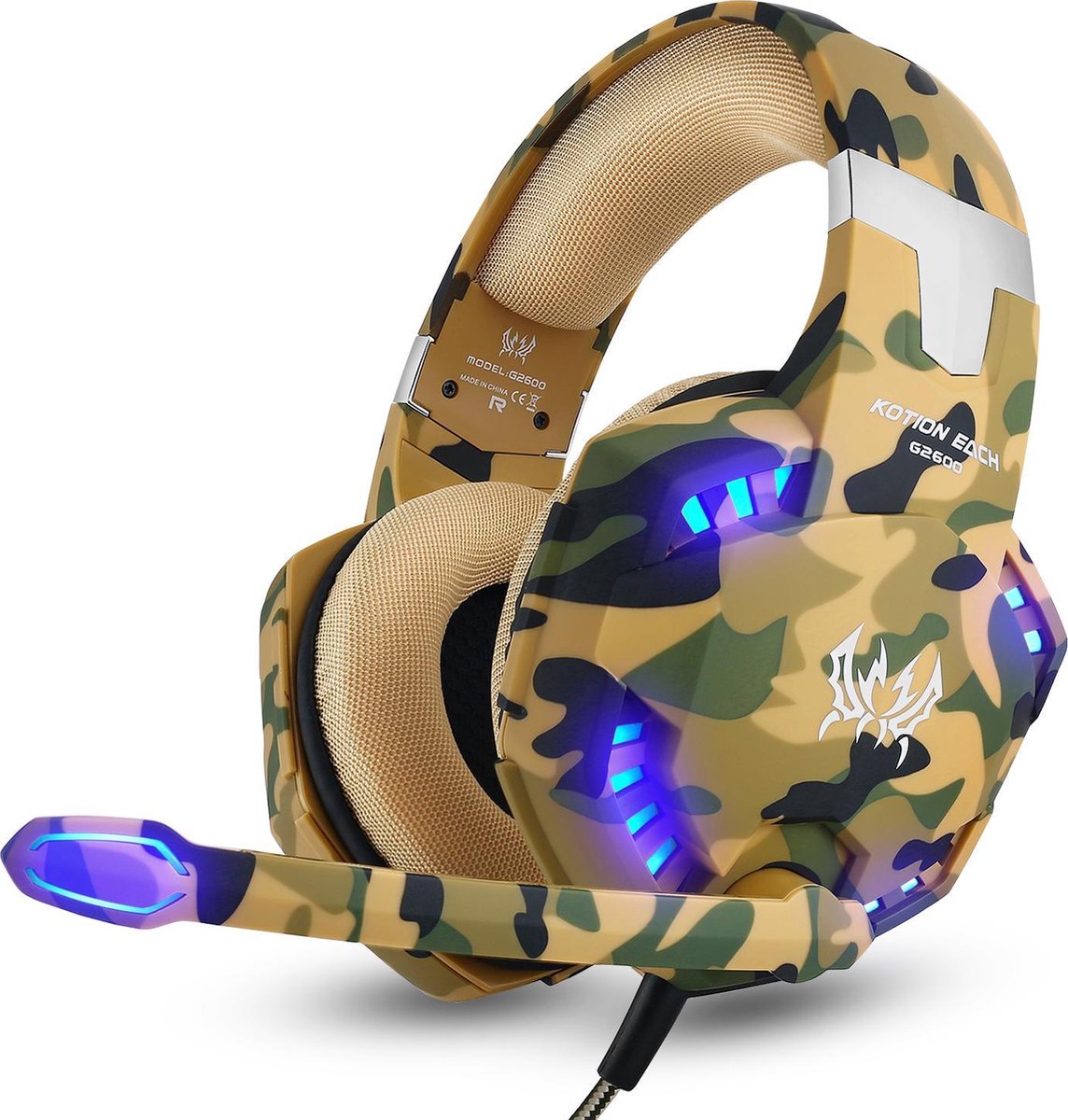 KOTION EACH G2600 Gaming Headset - Windows, PS4, Xbox One & Switch - Camouflage