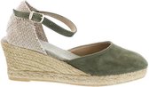 Toni Pons Lloret-5 Khaki Suède Dames Espadrilles met sleehak – maat 40