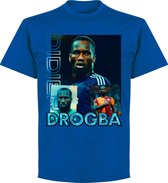 Drogba Old-Skool Hero T-Shirt - Blauw - XXL