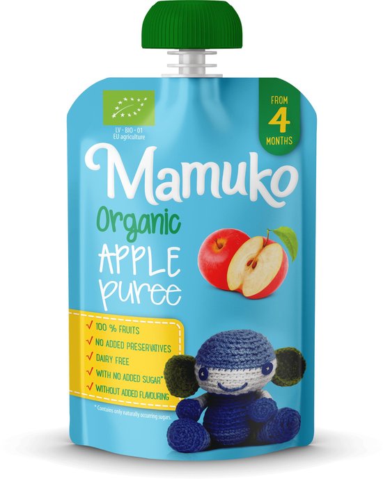 Mamuko biologisch knijpfruit - Appel puree 4+ mnd (6 x 100 gr.)
