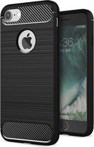 Apple iPhone 6 - iPhone 6s – Zwart – Geborsteld TPU carbon – Shockproof