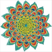 Diamond Painting Volwassenen - Ronde Steentjes - Volledig Pakket - Hobby - Diamond Dotz® - DD5.060 - Pauw mandala 32 x 32cm