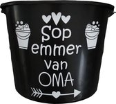 Cadeau emmer - Sopemmer Oma - 12 liter - zwart - cadeau - geschenk - gift - kado - verjaardag - Moederdag