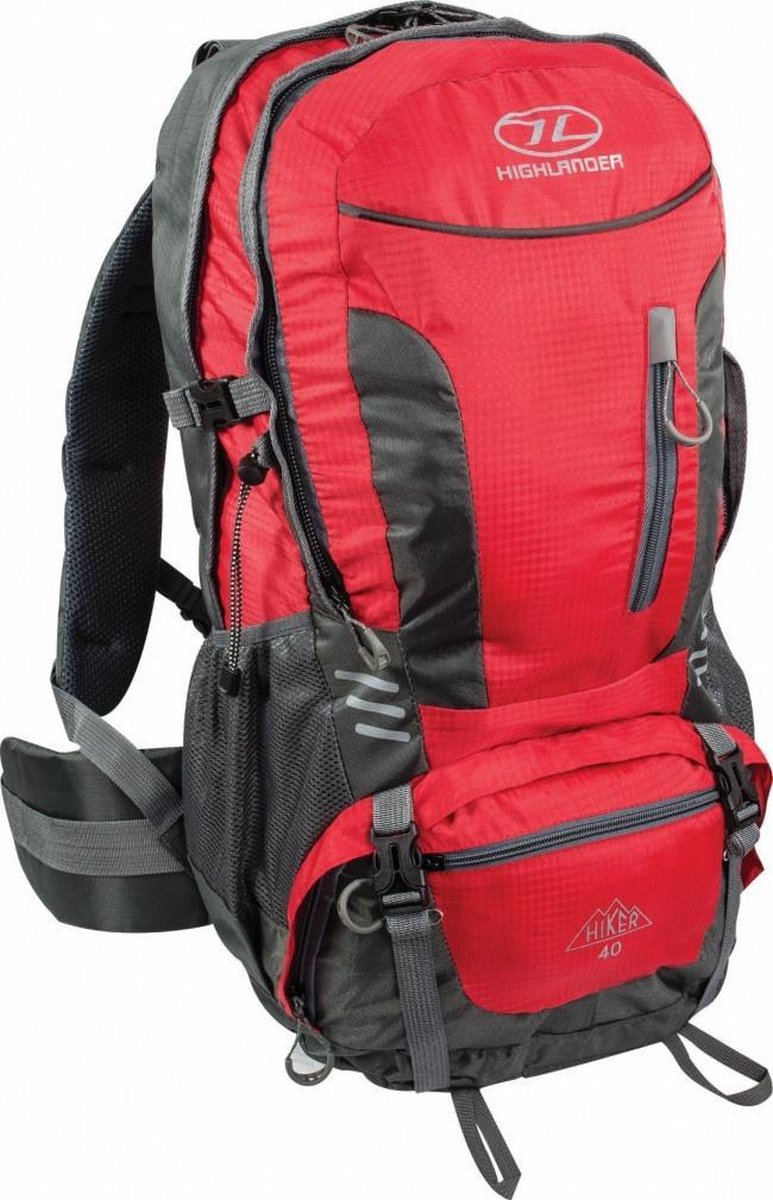 Highlander Backpack - Rugzak - 40 Liter - rood/grijs