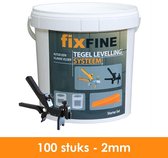 Fixfine Tegel Levelling Starter Set - 100 stuks - 2mm Clips, Keggen en Tang - Emmer van 10 Liter - Geschikt voor Tegels van 3 tot 13mm Dikte