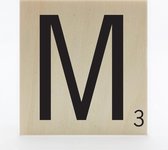 Houten scrabble letter M - 8 x 8 cm