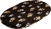 Lovely Nights kussen Teddy brown with 2 color print paw 53cm ovaal