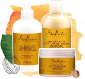 Shea Moisture Raw Shea Butter - Shampoo Conditioner Haarmasker - Extra Moisturizing - Set of 3