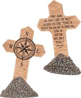 Decoratief Beeld - Tabletop Cross For I Know The Plans - Resin - 316europe - Bruin