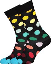 Happy Socks Big Dot Sock - zwart met stip - Unisex - Maat: 41-46