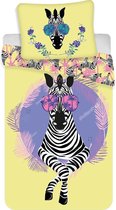 Dekbedovertrek- Zebra Sunglassen- Eenpersoons- 140x200 cm - Multi