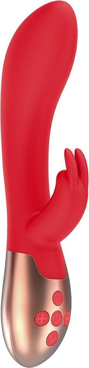 Goedkoopste Elegance Opulent Oplaadbare Rabbit Vibrator met Verwarmingsfunctie - Rood