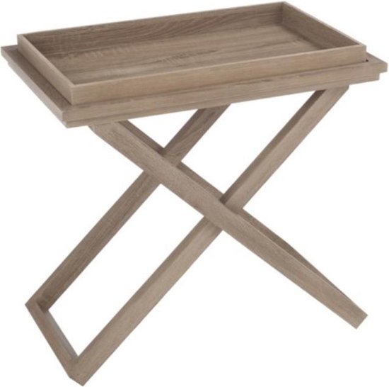 Salontafel Butlertray + Plateau Rechthoek Hout Naturel