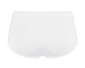 Achterkant van een witte Sloggi midi slip met kanten boord aan de taille en beenopeningen.