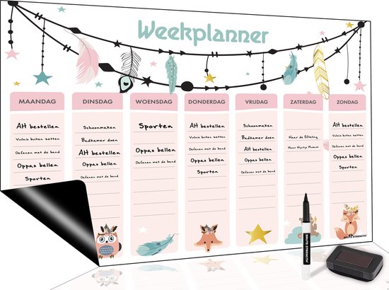 Magnetisch Weekplanner whiteboard (30) - A3 - Planbord - Dagplanner kind -  To Do... | bol.com